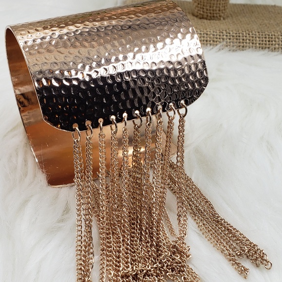 🆕️INC Rose Gold Tone Cuff Fringe Bracelet - Picture 7 of 8